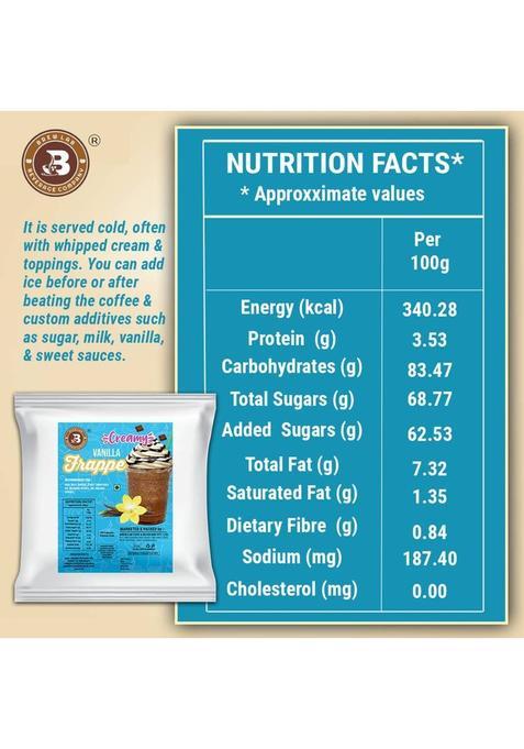 Brew Lab Creamy Vanilla Frappe Powder Perfect For Coffee, Shakes, Ice Blended Dishes Coffee Sprinkler (1 Kg, Vanilla Flavoured)