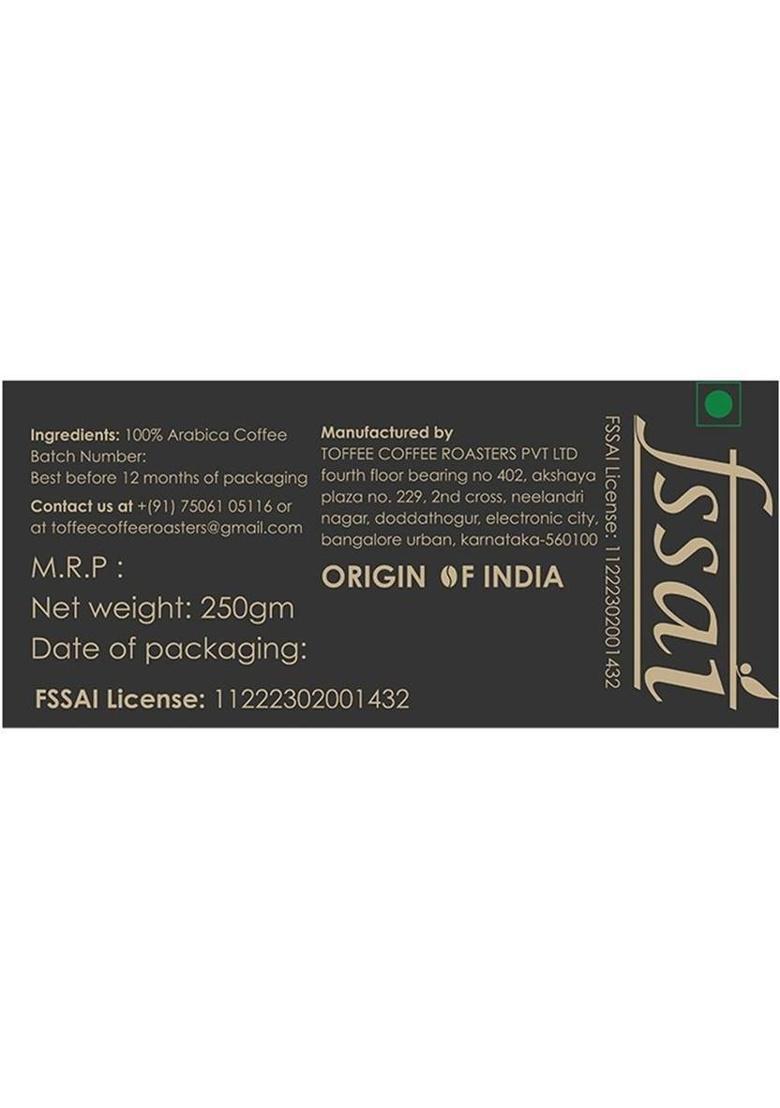 Toffee Coffee Roasters Honey & Caramel Coffee| 100% Arabica | Medium Roast Coffee | Whole Bean Roast & Ground Coffee (250 G, Caramel Flavoured)
