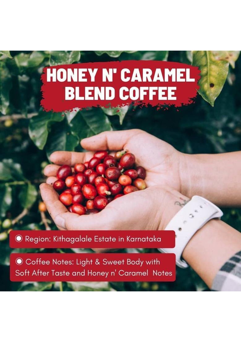 Toffee Coffee Roasters Honey & Caramel Coffee| 100% Arabica | Medium Roast Coffee | Whole Bean Roast & Ground Coffee (250 G, Caramel Flavoured)