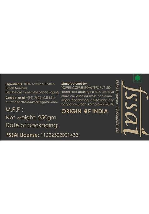 Toffee Coffee Roasters Honey & Caramel Coffee| 100% Arabica | Medium Roast Coffee | Whole Bean Roast & Ground Coffee (250 G, Caramel Flavoured)