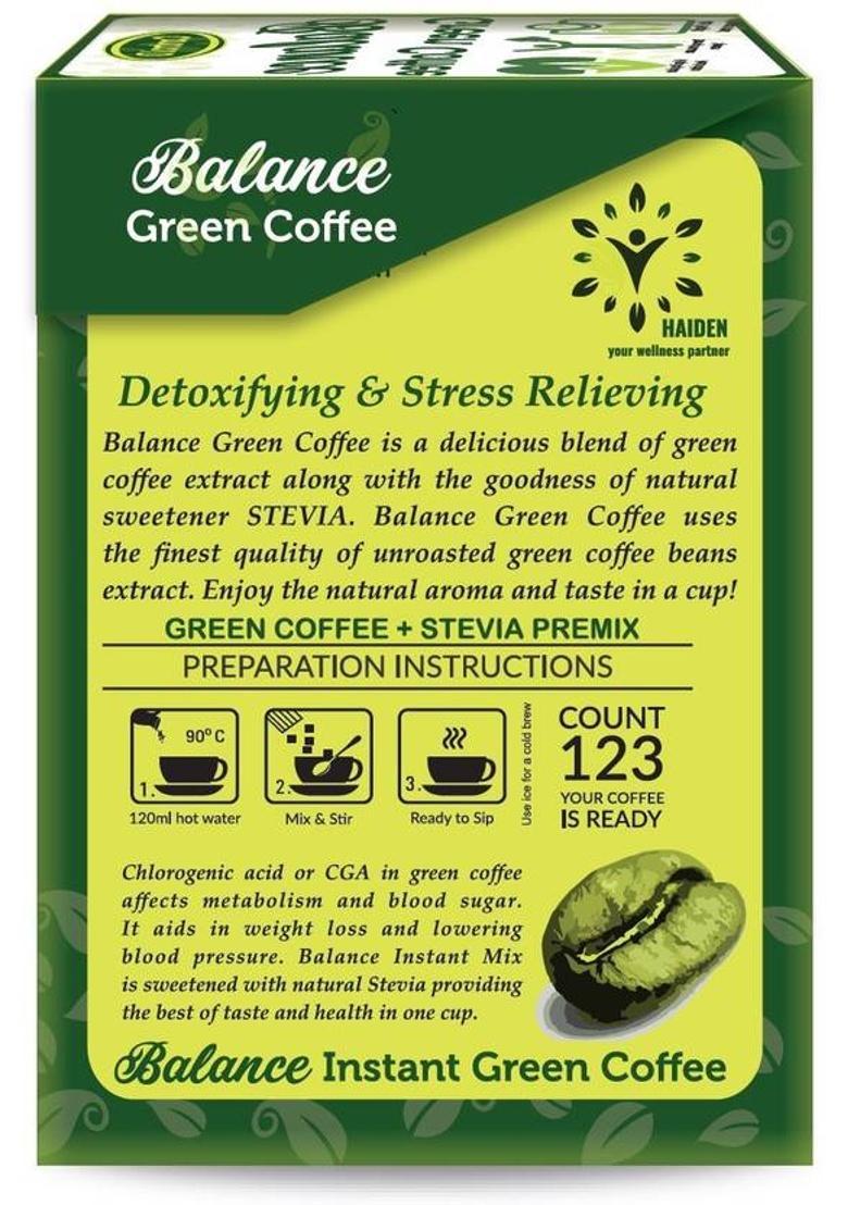 Balance Green Coffee Premixed With Stevia 80 Ready Premixed Sachets Instant Coffee (4 X 20 G, Green Coffee Flavoured)