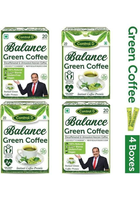 Balance Green Coffee Premixed With Stevia 80 Ready Premixed Sachets Instant Coffee&nbsp;&nbsp;(4 X 20 G, Green Coffee Flavoured)