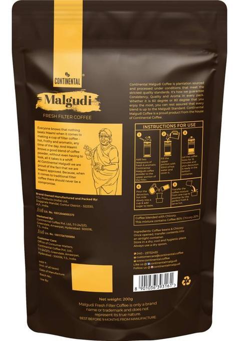 Continental Malgudi 80/20 Filter Coffee (2 X 200 G, Chicory Flavoured)