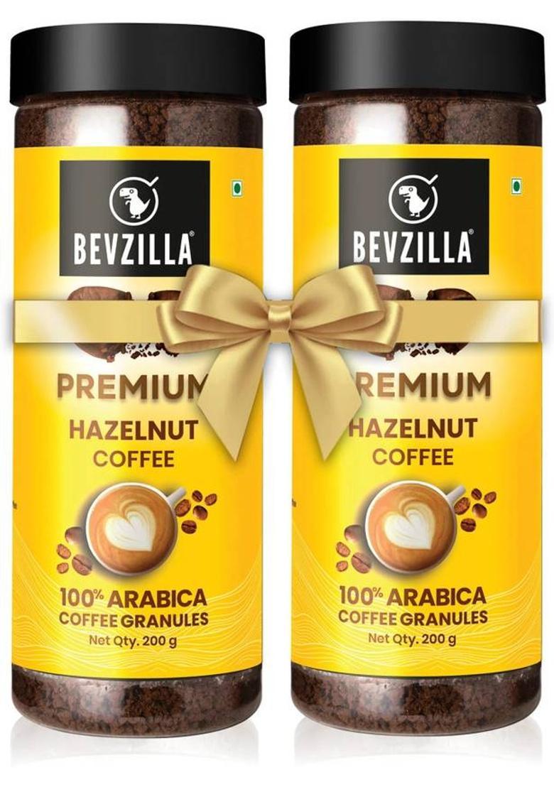 Bevzilla 200 Grams X 2 Hazelnut Instant Coffee Powder| Hot & Cold Instant Coffee (2 X 200 G, Hazelnut Flavoured)
