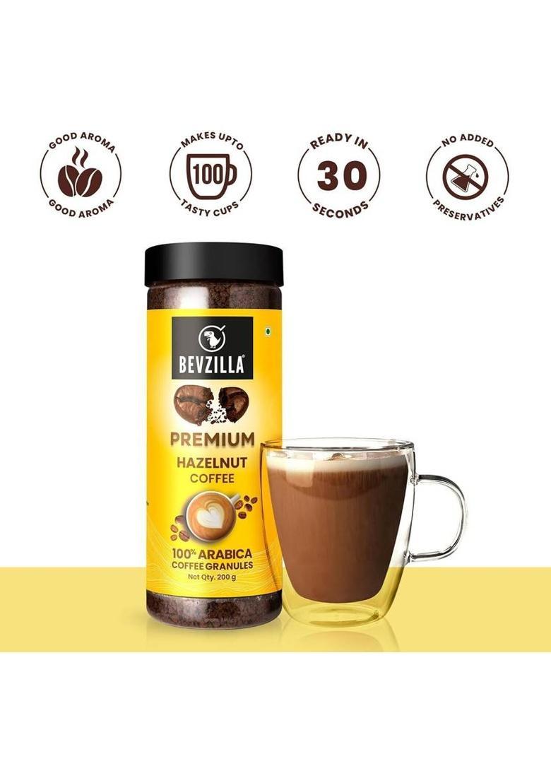 Bevzilla 200 Grams X 2 Hazelnut Instant Coffee Powder| Hot & Cold Instant Coffee (2 X 200 G, Hazelnut Flavoured)
