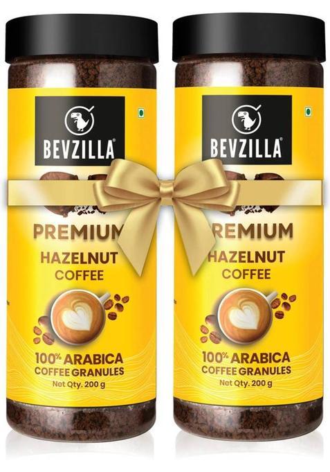 Bevzilla 200 Grams X 2 Hazelnut Instant Coffee Powder| Hot & Cold Instant Coffee (2 X 200 G, Hazelnut Flavoured)