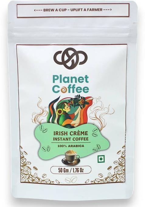 Planet Coffee Irish Crème Flavored Instant Coffee | Pure Arabica | Medium Roast | 50G Pouch Instant Coffee&nbsp;&nbsp;(50 G, Irish Cream Flavoured)
