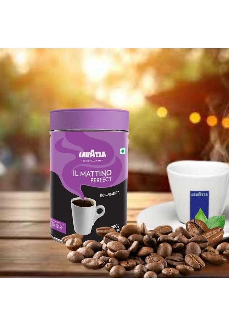 Lavazza Mattino Perfect | Pure Ground Coffee | Premium Arabica | Dark Roast | Roast & Ground Coffee (200 G, Chocolate Flavoured)