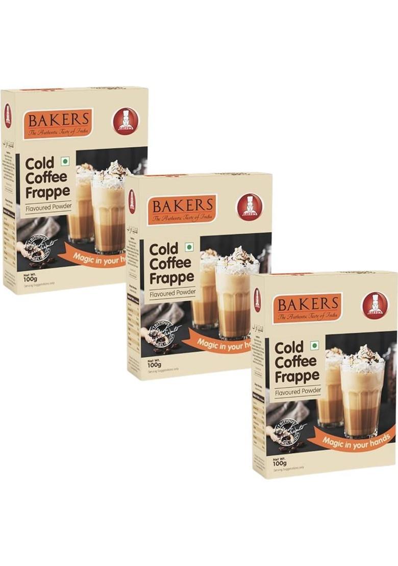 Bakers Cold Coffee Frappe Powder Refreshing & Creamy | For Frappe, Shakes & Cold Coffee Instant Coffee (3 X 100 G)