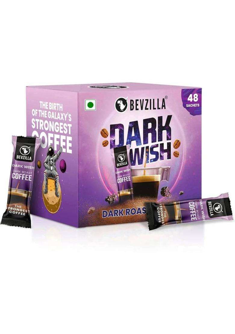 Bevzilla Dark Wish(Dark Roast) Instant Coffee Powder Box - 48 Sachets Instant Coffee&nbsp;&nbsp;(48 X 2 G) - Indya