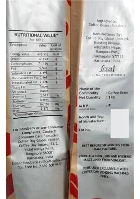 Coffee Day Beverages Coffee Day Roasted Coffee Beans, 1Kg Coffee Beans (1 Kg)