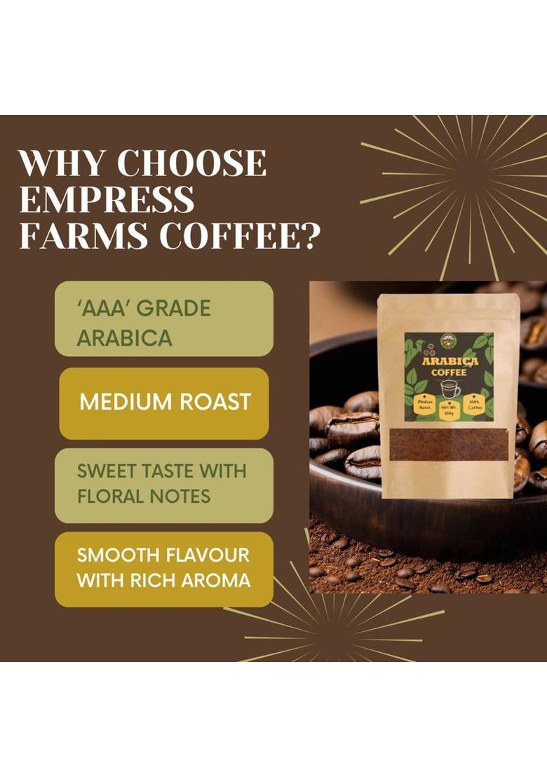 Empress Farms 100% Arabica I Ground Coffee Powder I Medium Roast I Roast & Ground Coffee (100 G)