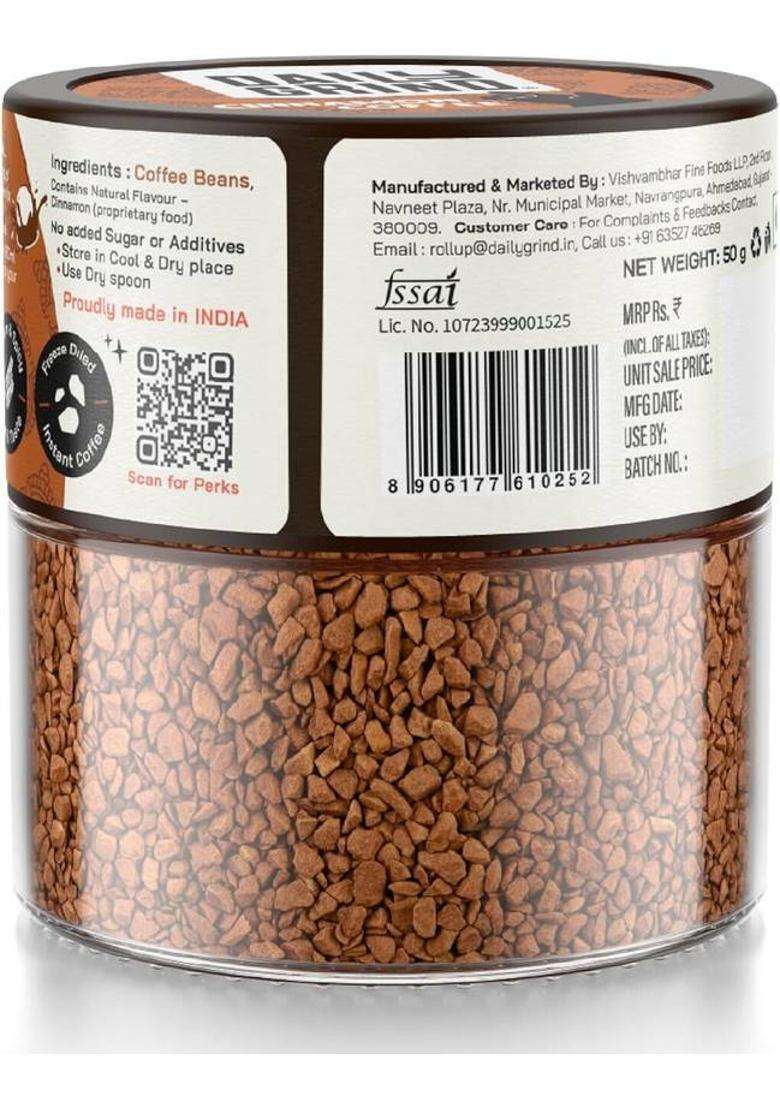Daily Grind The Indie Rush Cinnamon Coffee Instant Coffee With Natural Cinnamon Flavor Instant Coffee&nbsp;&nbsp;(50 G, Cinnamon Flavoured) - Indya