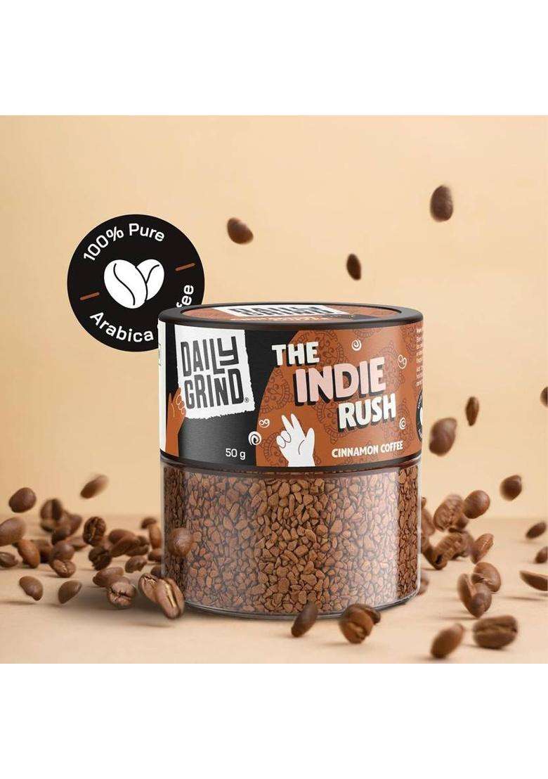 Daily Grind The Indie Rush Cinnamon Coffee Instant Coffee With Natural Cinnamon Flavor Instant Coffee&nbsp;&nbsp;(50 G, Cinnamon Flavoured) - Indya