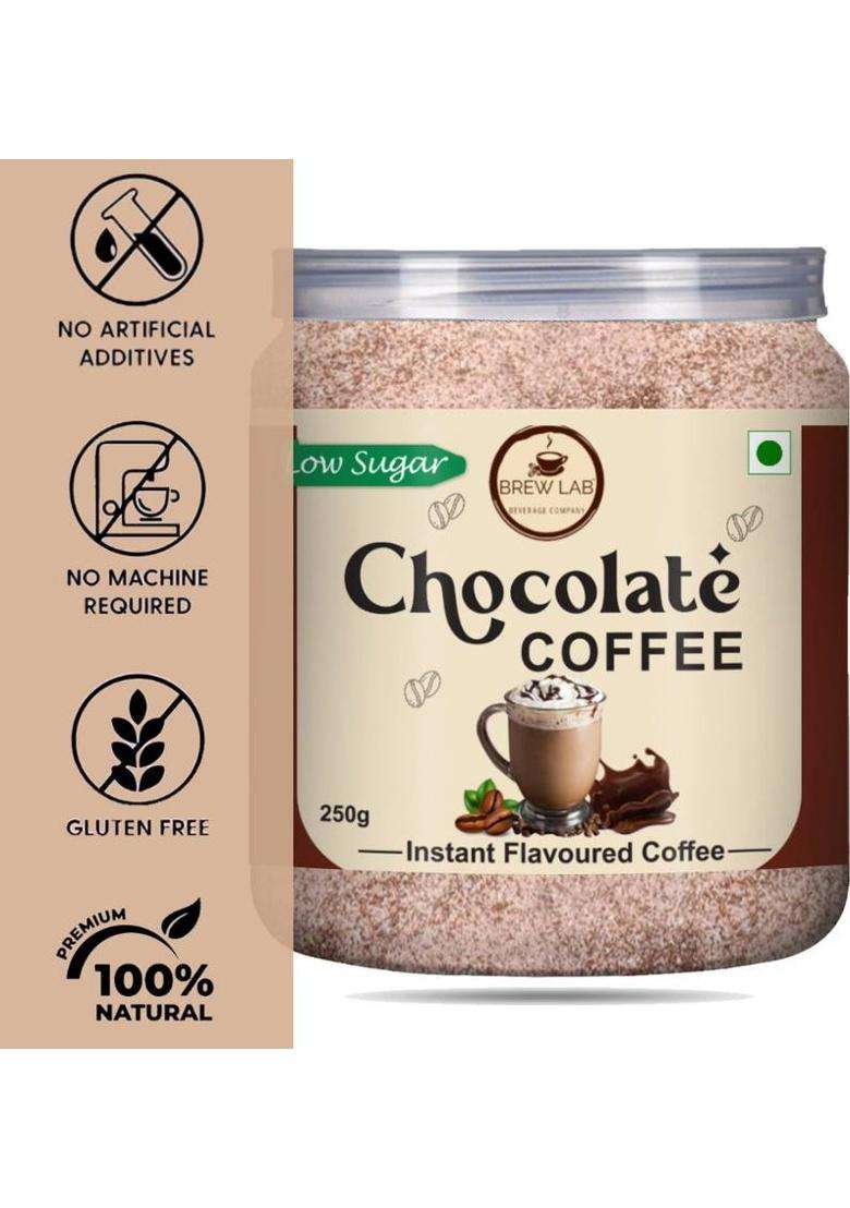 Brew Lab Delicious Instant Chocolate Flavored Coffee Premix Powder With Low Sugar Instant Coffee&nbsp;&nbsp;(250 G, Chocolate Flavoured) - Indya