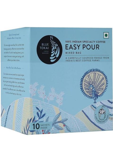 Blue Tokai Coffee Roasters Easy Pour Mixed Bag Freshly Light To Dark Roasted Instant Coffee&nbsp;&nbsp;(10 X 11 G, Plain, Assorted, Dark Chocolate Flavoured)