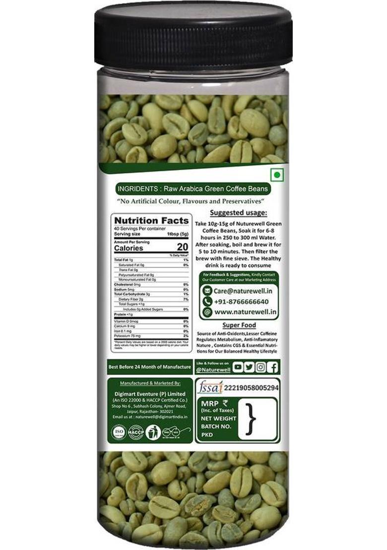 Naturewell Green Coffee Beans For Weight Loss (Unroasted Arabica) Coffee Beans (200 G, Green Coffee Flavoured)