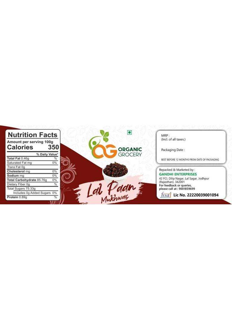 Organic Grocery Paan Mukhwas Mouth Freshner Calcutta Laal Paan 500G Paan Mouth Freshener&nbsp;&nbsp;(500 G) - Indya