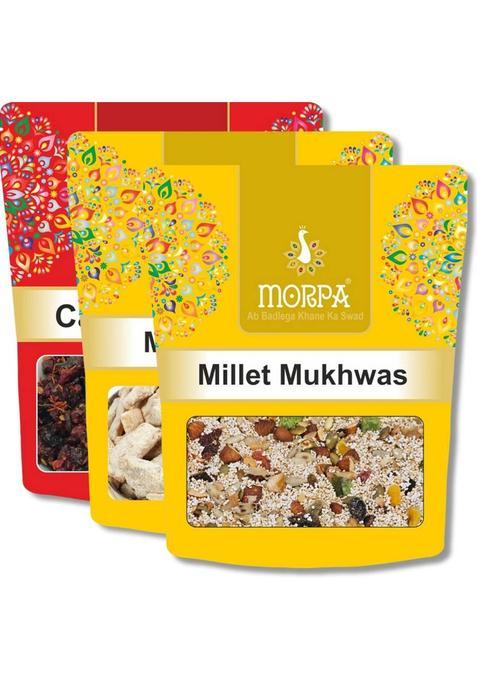 Morpa Calcutta Supari-Free Meetha Dry Pan, Dried Mango Slices, Millet Mukhwas Mukhwas Mouth Freshener&nbsp;&nbsp;(3 X 200 G)