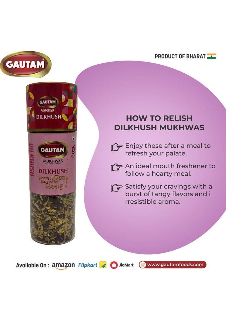 Gautam Dilkhush Mukhwas | Premium Dilkhush Mukhwas | Sweet & Refreshing After-Meal Digestive Mouth Freshener (3 X 130 G)