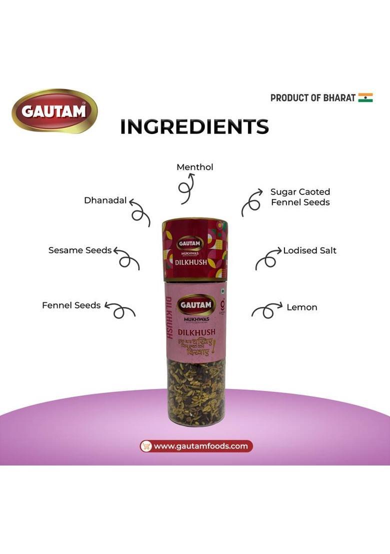 Gautam Dilkhush Mukhwas | Premium Dilkhush Mukhwas | Sweet & Refreshing After-Meal Digestive Mouth Freshener (3 X 130 G)