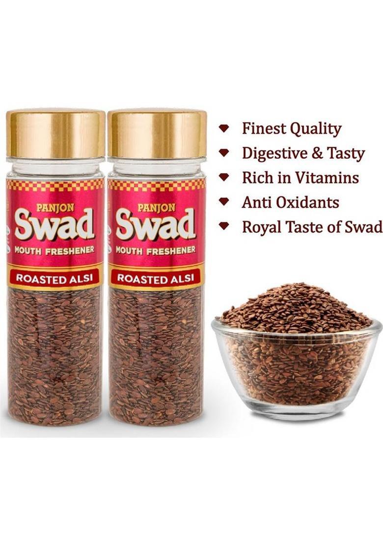 Swad Roasted Alsi Flax Seeds Mouth Freshener 100% Natural & Digestive), 2 Bottles, 220G Mouth Freshener (2 X 110 G)