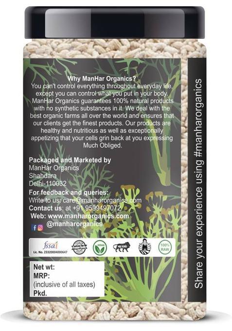 Manhar Organics Peppermint Fennel Seeds Jar 500Gm
