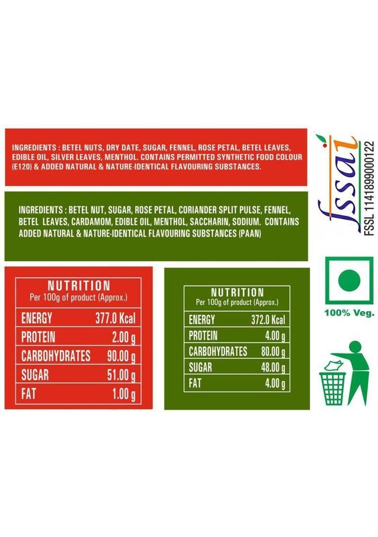 Kery Banarasi Paan & Calcutta Meetha Paan Mukhwas, 2 Bottles, 220G [Mouth Fresheners] Paan Mouth Freshener (2 X 110 G)