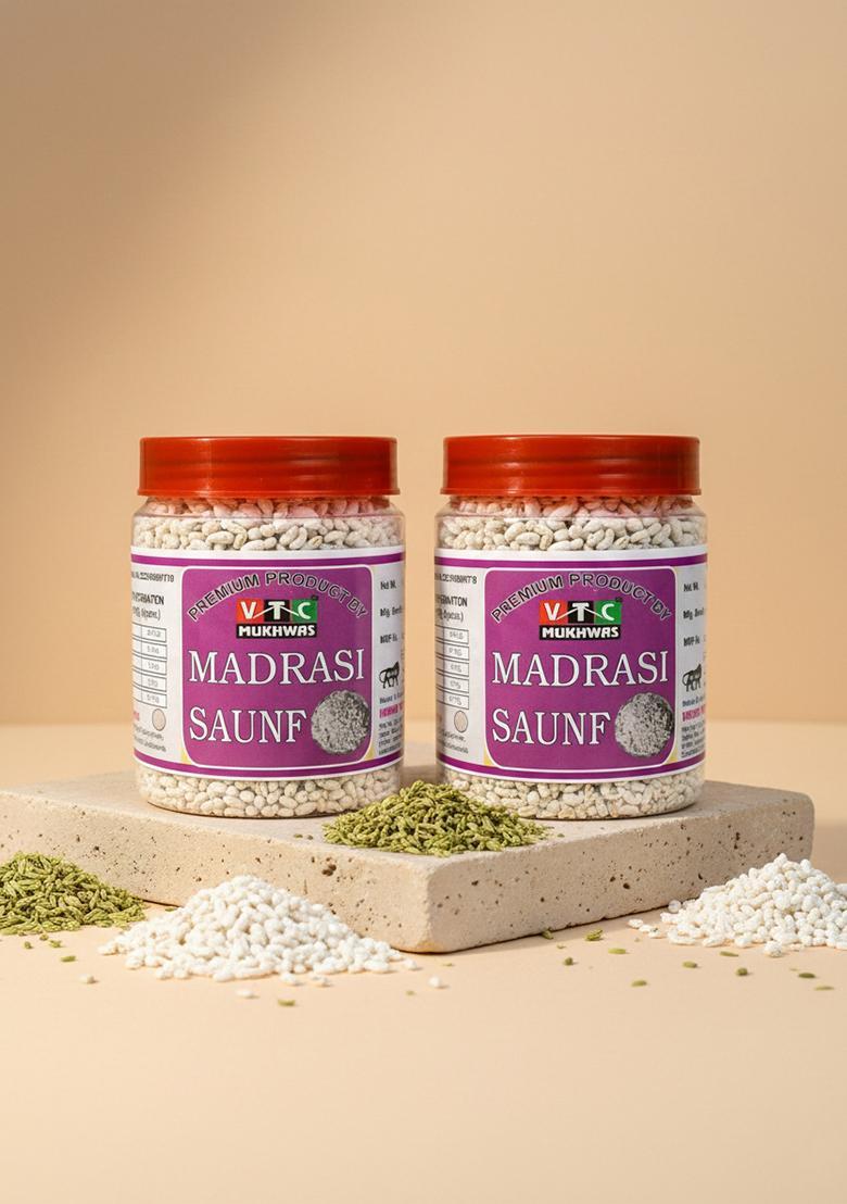 Vtc Peppermint Coated Fennel Seeds | White Saunf Madrasi Sauf Mukhwas Saunf Mint (2 X 400 G)