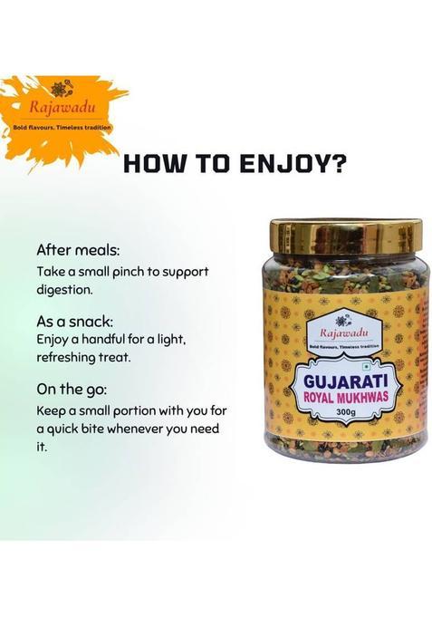 Rajawadu Gujarati Royal Mukhwas | Digestive Supari Free | Premium Gujarati Royal Mukhwas Mix Mukhwas, After Meal Snack, Sweet Mukhwas, After Meal Snack Mouth Freshener (300 G)