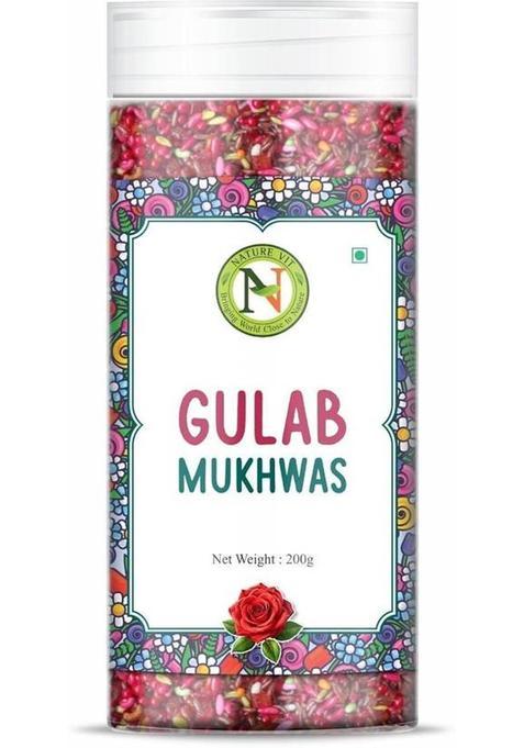 Nature Vit Gulab Mukhwas 200G – Sweet Rose Petal Mouth Freshener Paan, Mint, Gulab Mukhwas Mouth Freshener (200 G)
