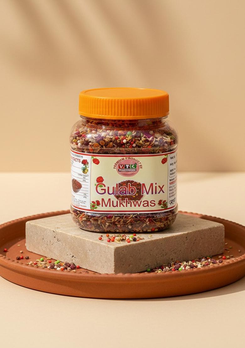 Vtc Tasty Natural Rose Mix Sweet Peppermint Gulab Mukhwas Rose, Fennel Mouth Freshener (400 G)