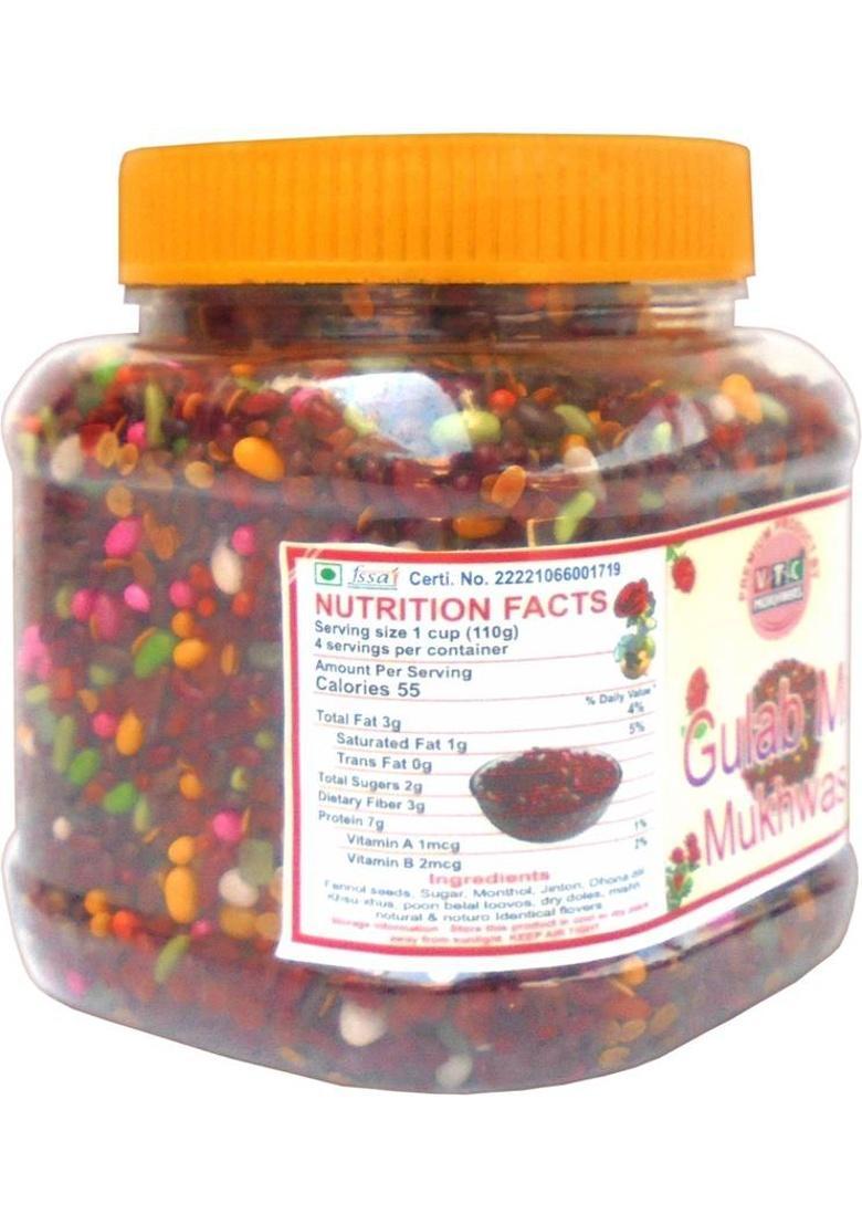 Vtc Tasty Natural Rose Mix Sweet Peppermint Gulab Mukhwas Rose, Fennel Mouth Freshener (400 G)