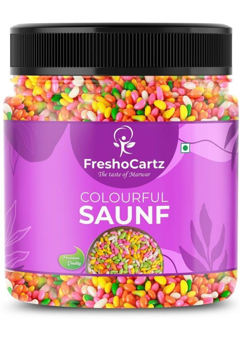 Freshocartz Colourful Sugar Coated Saunf | Coloured Sauf | Sugar Coated Fennel Seeds | Sweet, Mukhwas Mouth Freshener (400 G)