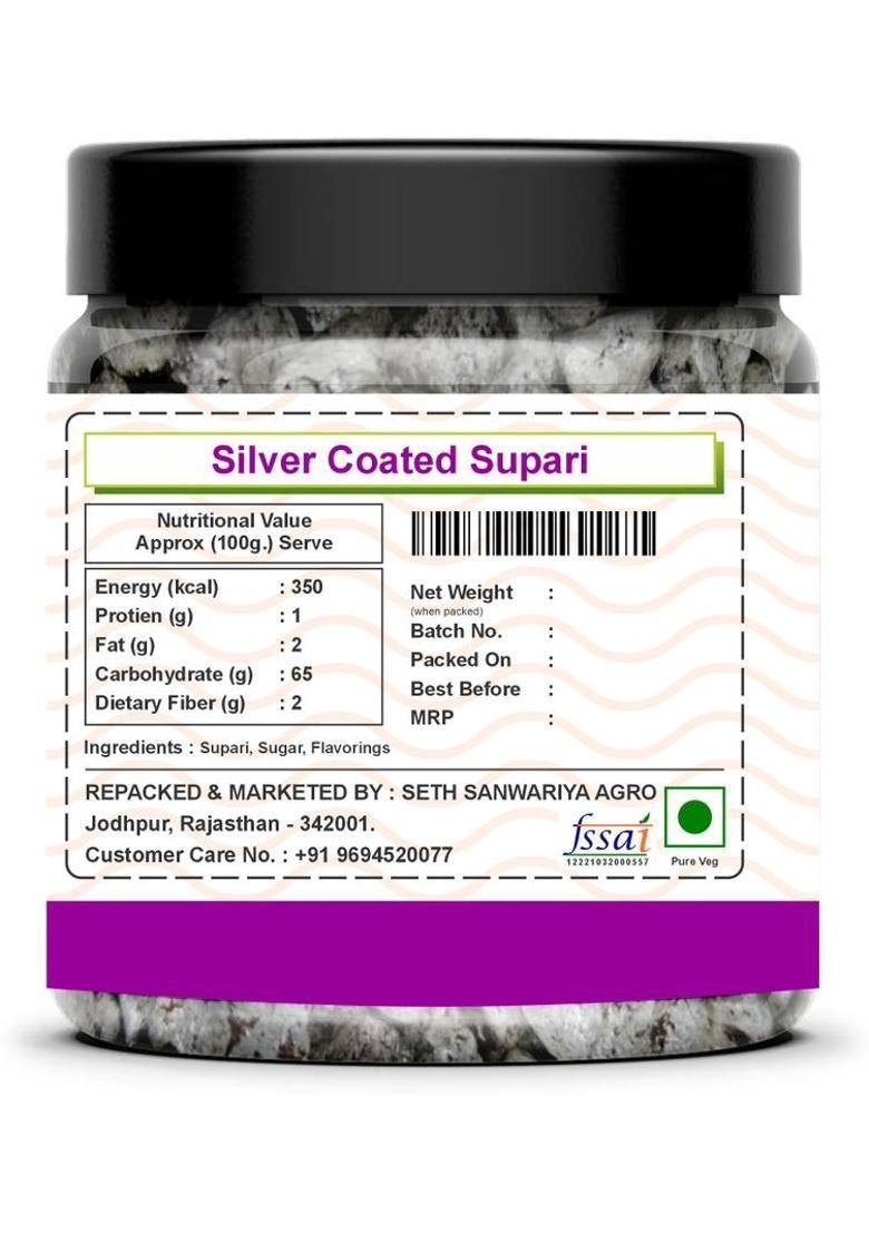 Seasonal Kart Tasty Silver Supari Soft Coated Mint Supari Authentic Taste, Mukhwas Mouth Freshener (100 G)