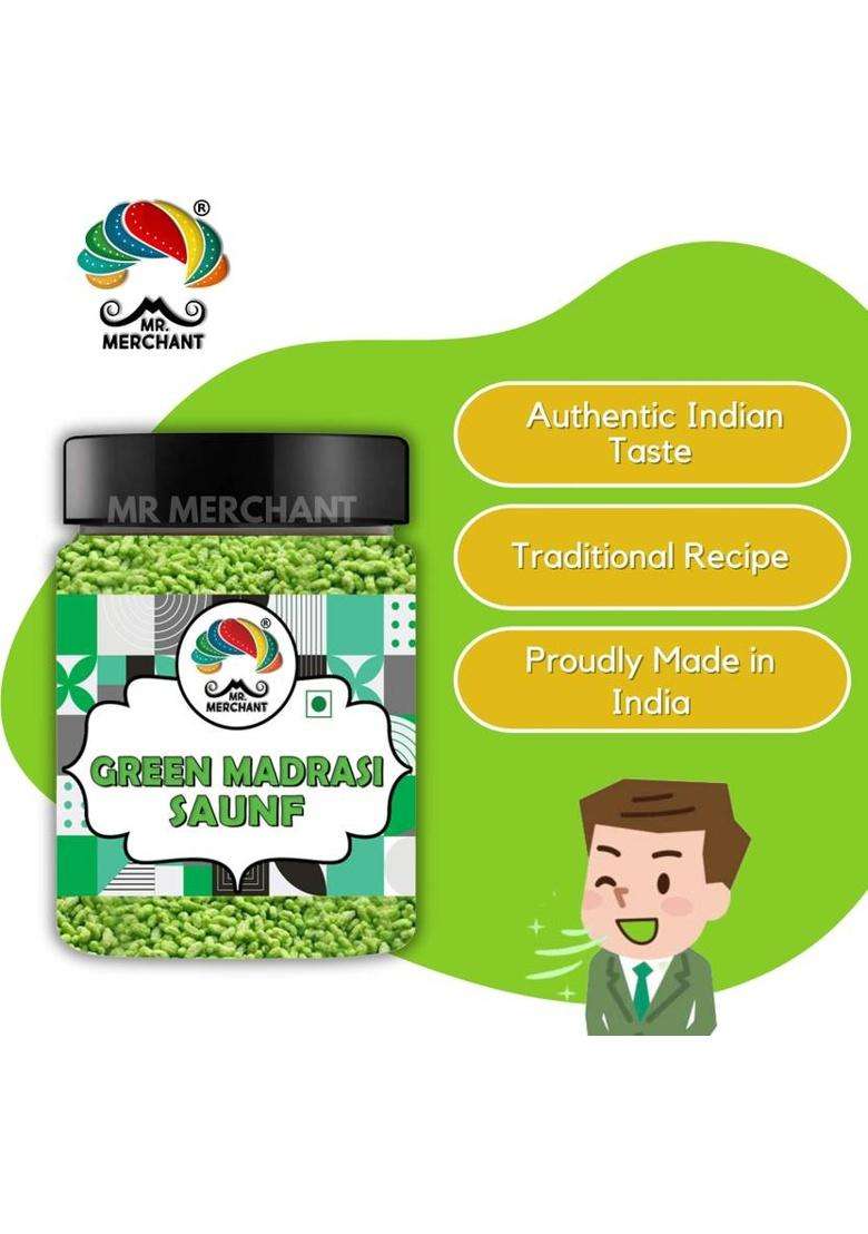 Mr. Merchant Green Madrasi Sauf , Pure And Premium Mukhwas Mouth Freshener ,Health & Digestion ,Sweet Mouth Freshener (300 G) Sauf Mouth Freshener&nbsp;&nbsp;(300 G) - Indya