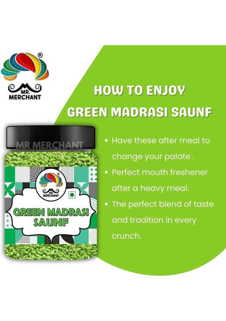 Mr. Merchant Green Madrasi Sauf , Pure And Premium Mukhwas Mouth Freshener ,Health & Digestion ,Sweet Mouth Freshener (300 G) Sauf Mouth Freshener&nbsp;&nbsp;(300 G) - Indya