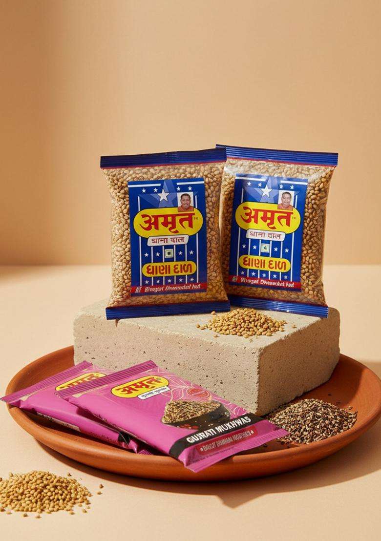 Amrut Dhanadal & Gujrati Mukhwas Traditional Indian Mouth Freshener Combo Mouth Freshener&nbsp;&nbsp;(4 X 200 G) - Indya