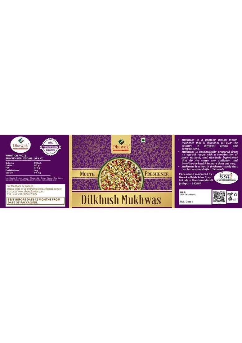 Dhawak Mukhwas Home Made Dilkush Mouth Freshner | Digestive, After-Meal,Mukhwas Sweet Mouth Freshener&nbsp;&nbsp;(2 X 350 G) - Indya