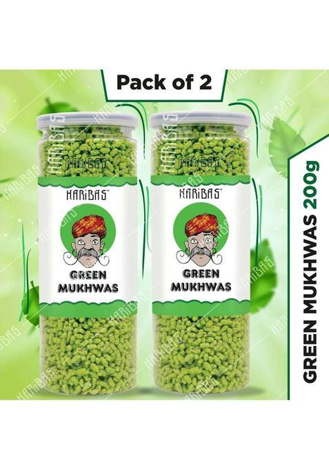 Haribas Green Mukhwas 200Gm X 2 | Peppermint Coated Saunf Mouth Freshner (Mukhwas /Fennel Mouth Freshener Helps In Digestion, After Meal And Drink Mukhwas Mouth Freshener