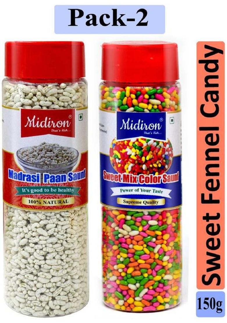 Midiron Mukhwas Pack 2, Sweet Mix Colorful Saunf & Madrasi Paan Mukhwas (150 Gm Each) Paan Mouth Freshener (2 X 150 G)
