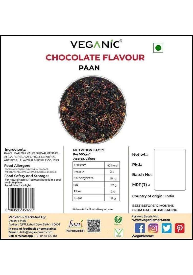 Veganic Chocolate Coated Paan Mukhwas | Choco Flavour Pan Sweet Mouth Freshener&nbsp;&nbsp;(200 G) - Indya