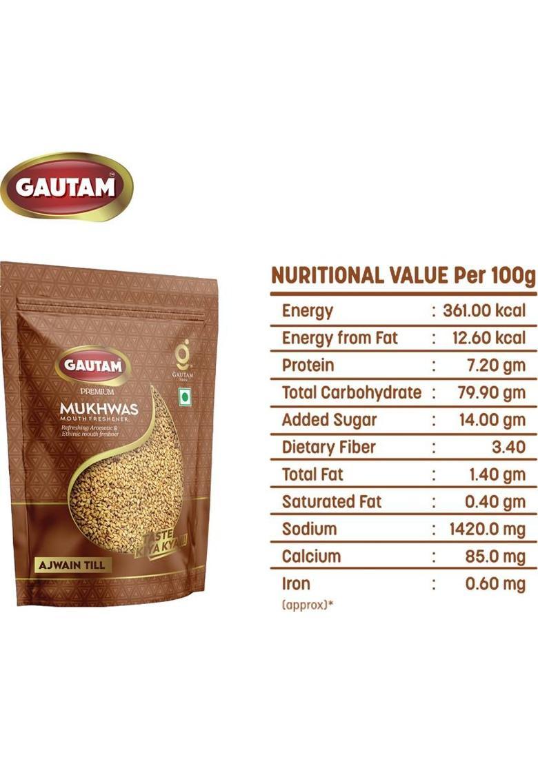 Gautam Ajwain Til Mukhwas Pouch 200G.(Pack Of 2) Ajwain Til Mouth Freshener (400 G)
