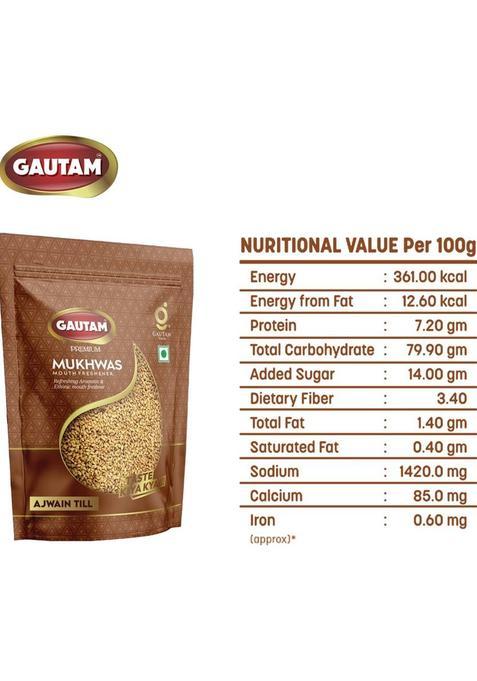 Gautam Ajwain Til Mukhwas Pouch 200G.(Pack Of 2) Ajwain Til Mouth Freshener (400 G)