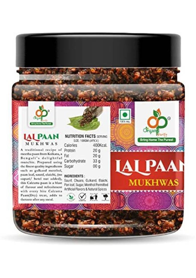 Organic Purify Calcutta Paan Mukhwas , 300 G Jar Pack Gulkand Pan | Lal Paan Paan Mouth Freshener (300 G)