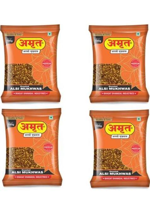 Amrut Roasted Alsi Mukhwas Digestive Crunchy And Tasty Mouth Freshener (4 X 100 G)