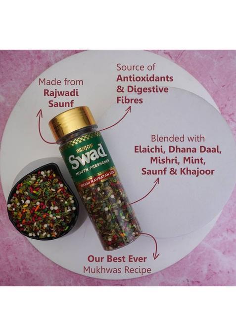 Swad Shahi Navratan Mix Mukhwas Mouth Freshener (100% Natural & Digestive), 2 Bottles, 280G Shahi Navratan Mix Mukhwas Mouth Freshener (100% Natural & Digestive) Mouth Freshener (2 X 140 G)