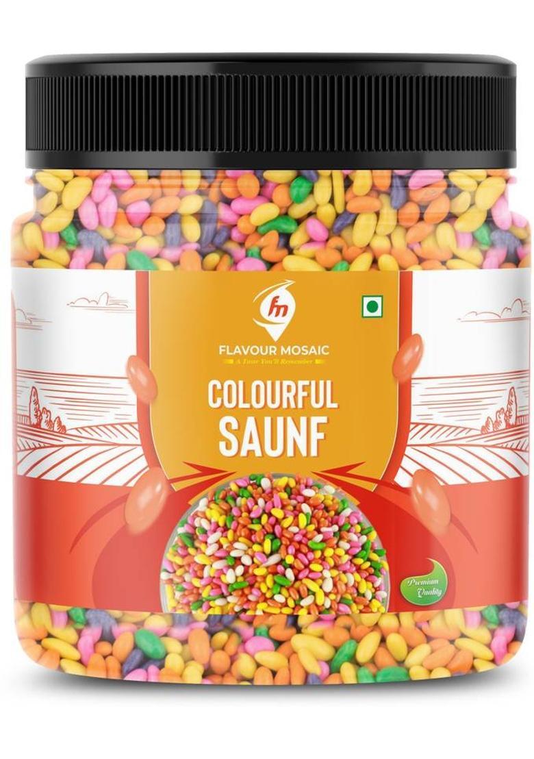 Flavour Mosaic Coloured Saunf 400G | Sweet Fennel Seeds, Mukhwas, Digestive Sweet Mouth Freshener (400 G)