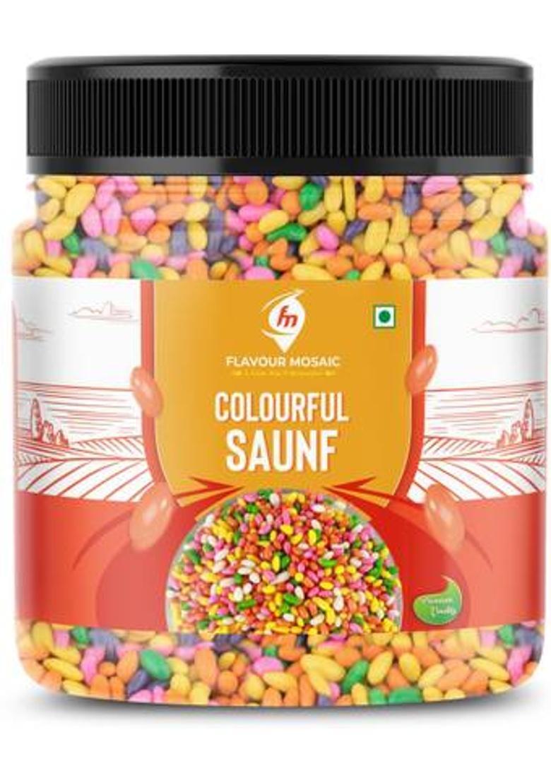 Flavour Mosaic Coloured Saunf 400G | Sweet Fennel Seeds, Mukhwas, Digestive Sweet Mouth Freshener (400 G)