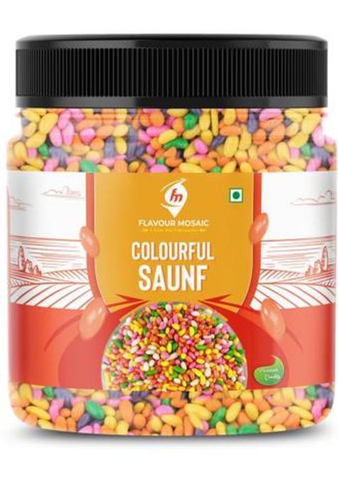 Flavour Mosaic Coloured Saunf 400G | Sweet Fennel Seeds, Mukhwas, Digestive Sweet Mouth Freshener (400 G)